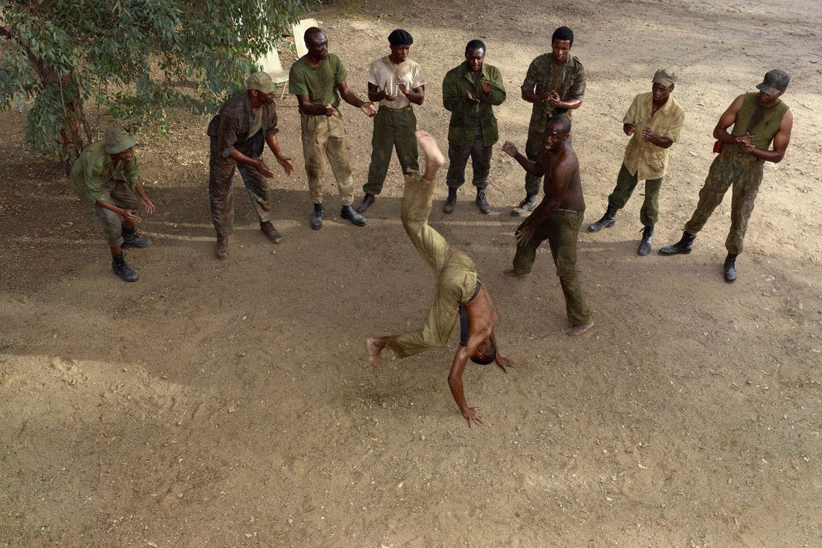 A photograph by Stan Douglas, titled Capoeira, 1974, dated 2012.